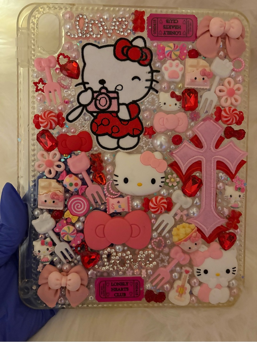 Hello Kitty Pink Decorative Kids Tablet Case - Cute Bow & Charms